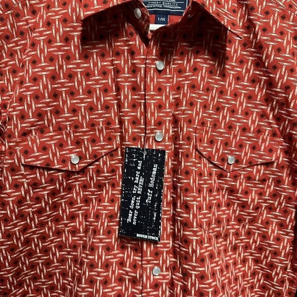 Rough Stock by Panhandle New with Tag Snap Shirt, Red Size L 14 - Picture 4 of 6
